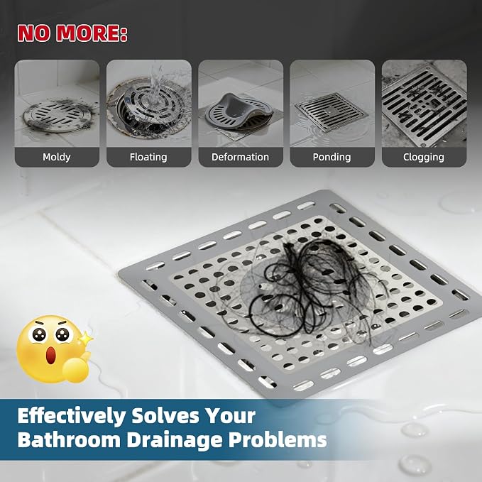 Hibbent 2 Pack Shower Drain Hair Catcher, Shower Cover - Image 3