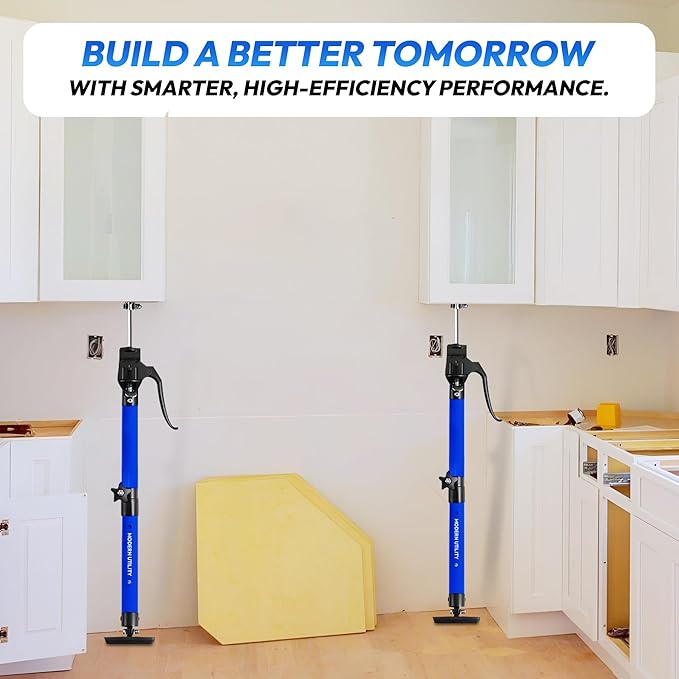 Adjustable Cabinet Jacks for Installing Cabinets (22.8-45.3 Inches 2 Pack) Heavy Duty 200 lb Metal Quick Support Rod & Third Hand Support System with Swivel Non-Slip Pads for Drywall and Ceilings.