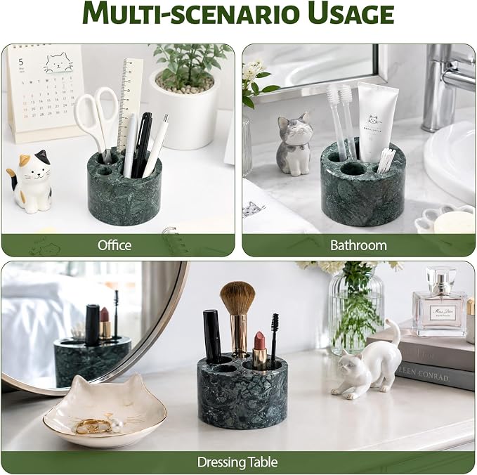 BCS Toothbrush Holder for Bathrooms, Cute 4 Slots Marble Toothbrush and - Image 8
