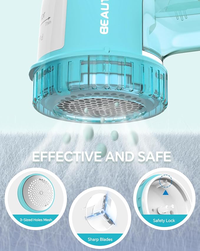 BEAUTURAL Fabric Shaver and Lint Remover, Portable Sweater Defuzzer | Battery - Image 4