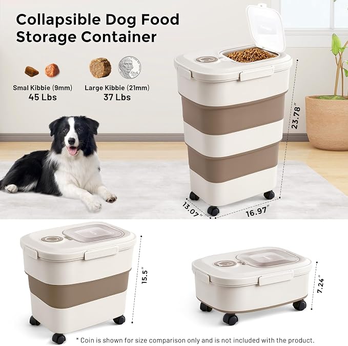 ZOMISIA 40-50lbs Dog Food Storage Container, Large Capacity Collapsible - Image 2