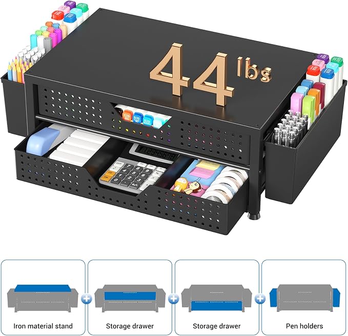 Desk Organizer and Accessories, 2-Tier Computer Monitor Stand Riser - Image 8