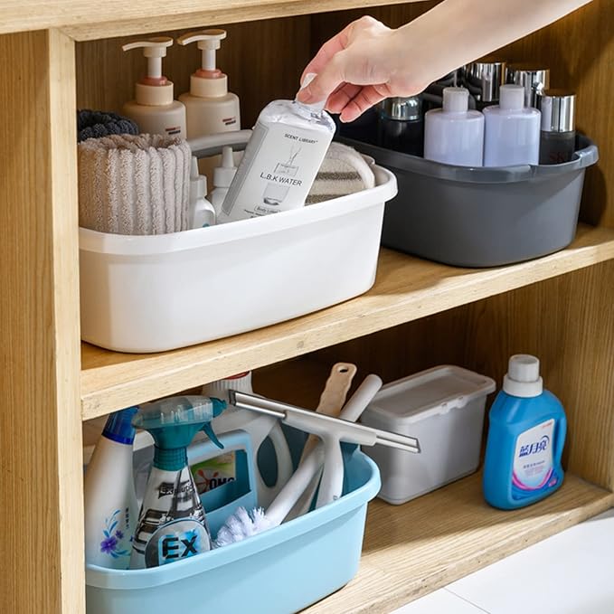 Large Cleaning Supplies Caddy Portable Shower Caddy Basket White - Image 3