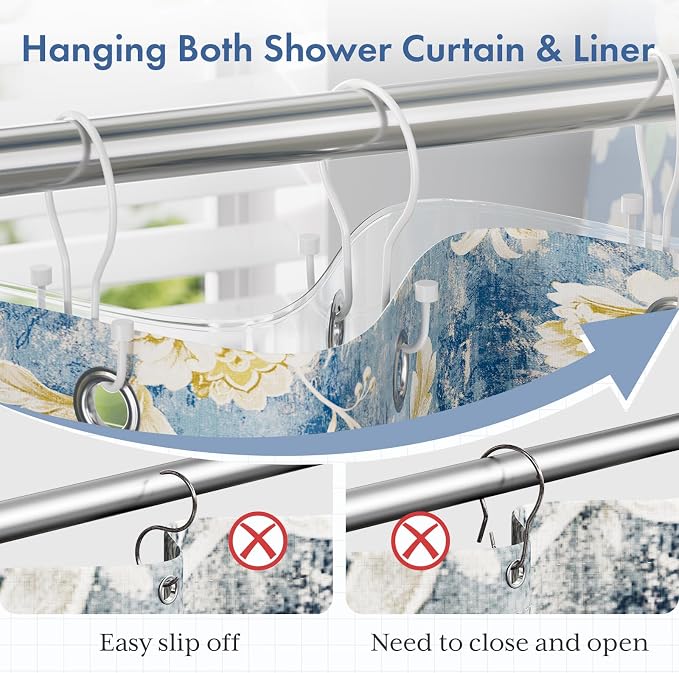 Bathway White Shower Curtain Hooks Shower Curtain Rings - Image 5