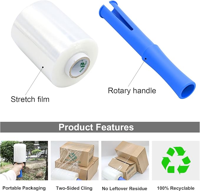 BOMEI PACK Clear Industrial Stretch Wrap Film 5" x 1000ft 2 Pack - Image 4