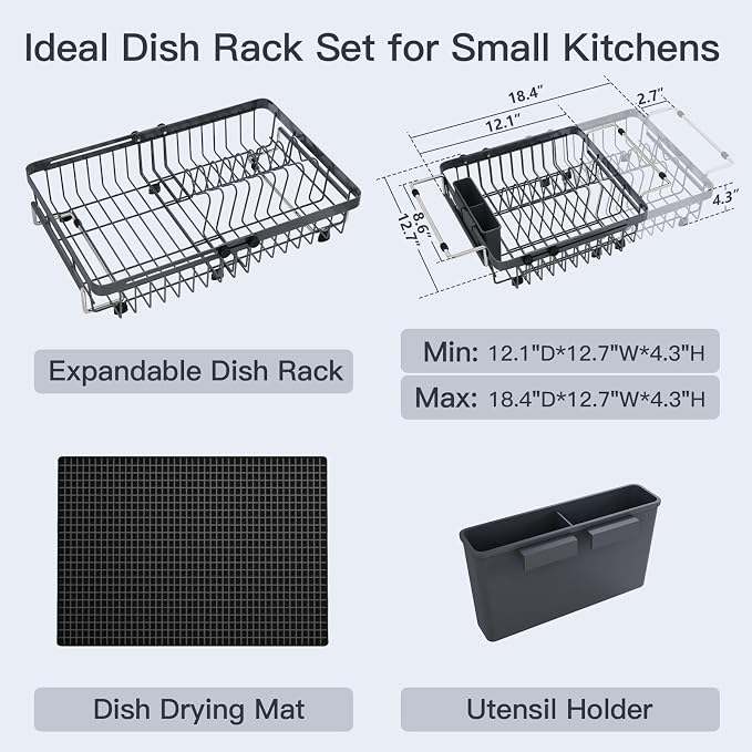 Grey Dish Drying Rack Over The Sink - Image 2
