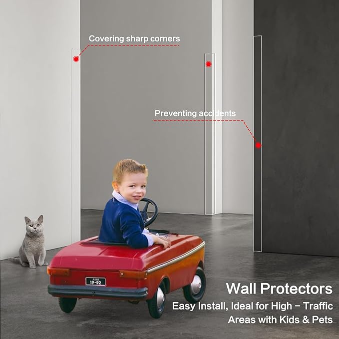 6PCS Clear Self-Adhesive Wall Corner Protectors，Corner Guards & Edge Protector for Wall Door Frame Cabinet Baseboard & Door, Table, Stair (31.5" X 1.18")