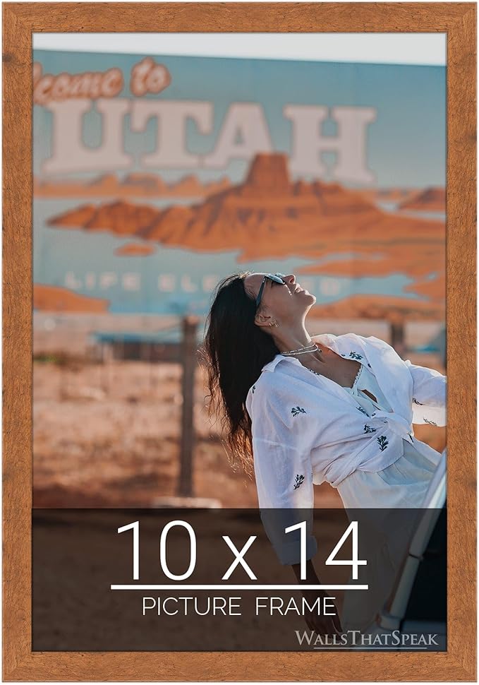 wallsthatspeak 10x14 Light Walnut Rustic Pine Picture Frame for Puzzles Posters Photos or Artwork