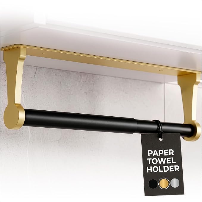 Gold Paper Towel Holder Under Cabinet, Space-Saving by Lagarto