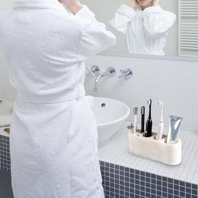 BCS Toothbrush Holder for Bathrooms, 6 Slots Marble Toothbrush and Toothpaste - Image 4