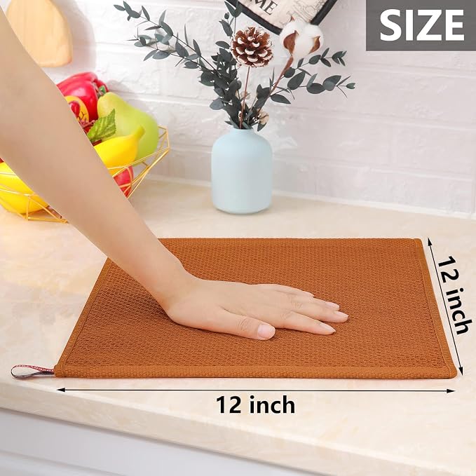 Homaxy 100% Cotton Waffle Weave Kitchen Dish Cloths 6-Pack, Burnt Orange | 12 x - Image 5