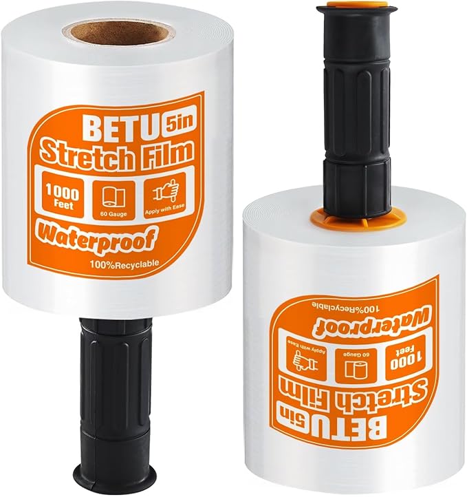 Stretch Film Shrink Wrap for Moving Supplies x 1000ft, Industrial Strength by BETU