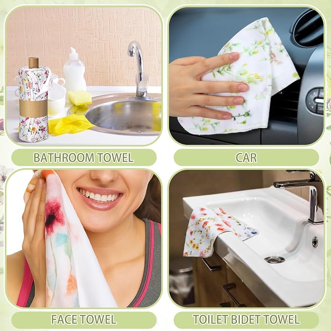 Reusable Kitchen Cloths Cotton Towel, 6 Pack, Wildflowers - Image 3