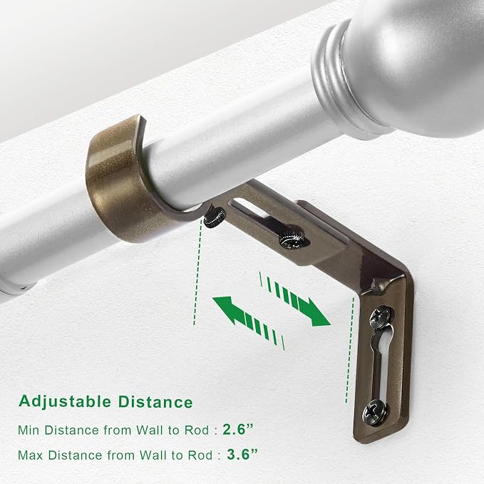 LLPJS Curtain Rod Bracket Adjustable, Drapery Rod Holder Hooks Support Hangers - Image 2