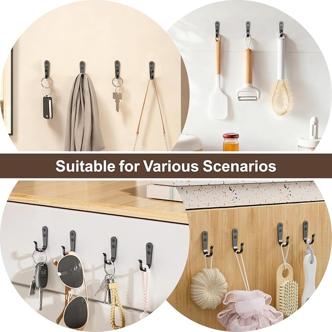 BREYDROK 20Pack Towel Hooks for Bathroom, Heavy Duty Black Metal Wall Hooks | - Image 4