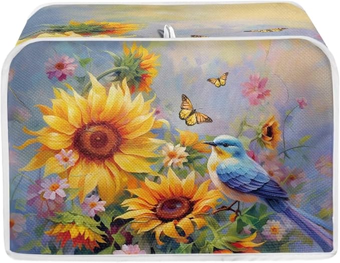 Hummingbird Sunflower Butterfly Print Toaster Cover 2 Slice Waterproof Toaster Dust Cover Appliance Dust-proof Protector