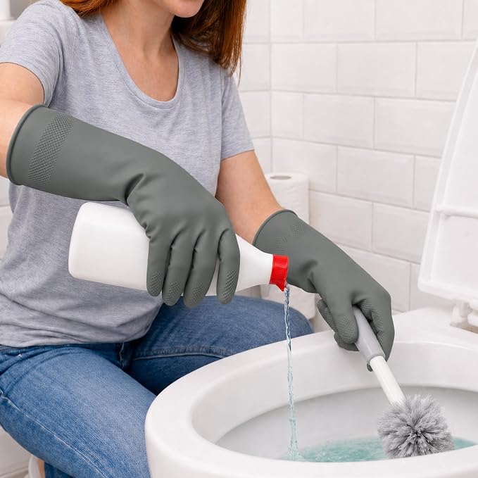 Cleaning Rubber Gloves, Waterproof Non-Slip Long Cuff Dishwashing Household - Image 7