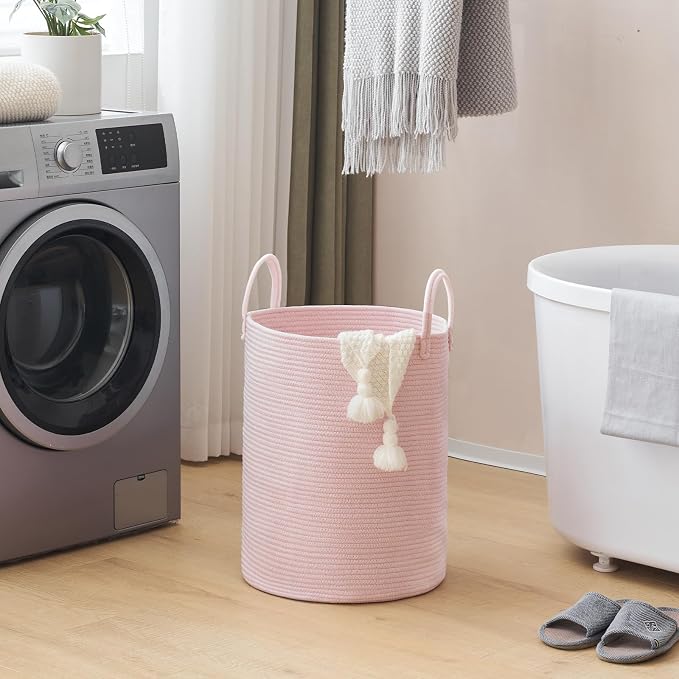 YOUDENOVA Cotton Rope Laundry Hamper Basket, 58L Blanket Basket - Image 6