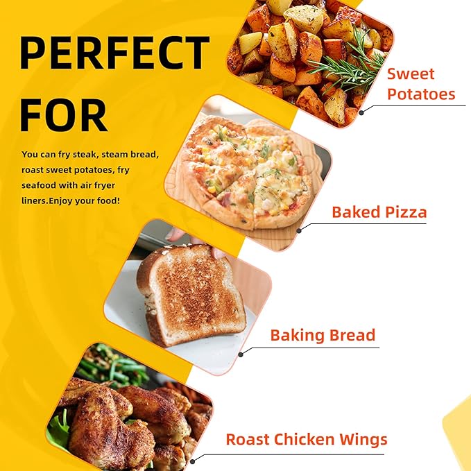 Katbite 200Pcs 6.5 inch , Unbleached Square Liners, Heavy Duty Perforated parchment paper for air fryer, Steaming Basket, Bamboo Steamer, Oven Baking