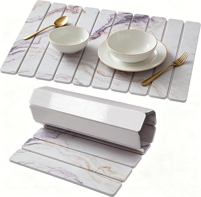 Stone Drying Mat for Kitchen Counter, Quick Diatomaceous Earth Mats for Dishes by Unknown