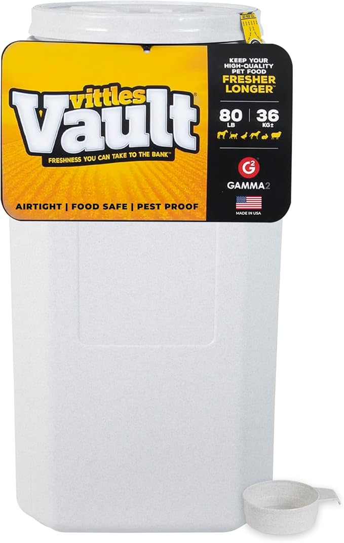 Vittles Vault Traditional Dog and Cat Food Container + Scoop, 80lbs | BPA Free by Gamma2