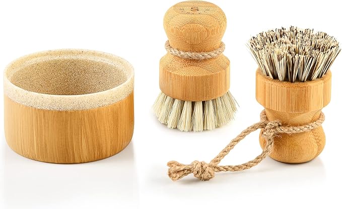 SUBEKYU Bamboo Dish Scrub Brush, Produce Brush, 2 Pack by SUBEKYU