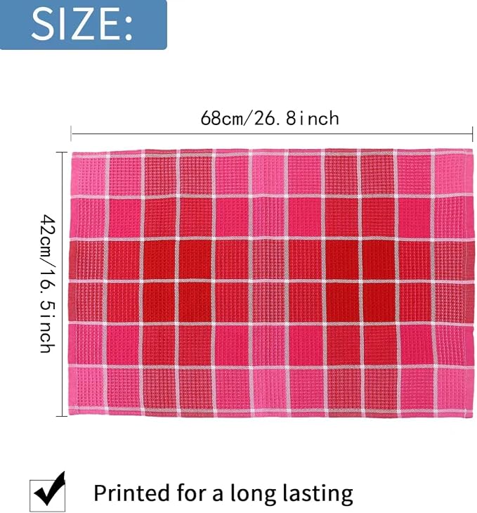 Bright Large Kitchen Towels, 16 Inch x 26 Inch Buffalo Check Dish Towels - Image 6