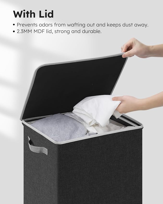 SOLEDI 90L Laundry Hamper with Lid, Large Collapsible Laundry Basket | Sturdy - Image 5
