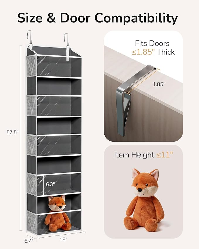 ULG Stuffed Animal Organizer Over the Door, Large Hanging Plush Toy Storage - Image 6