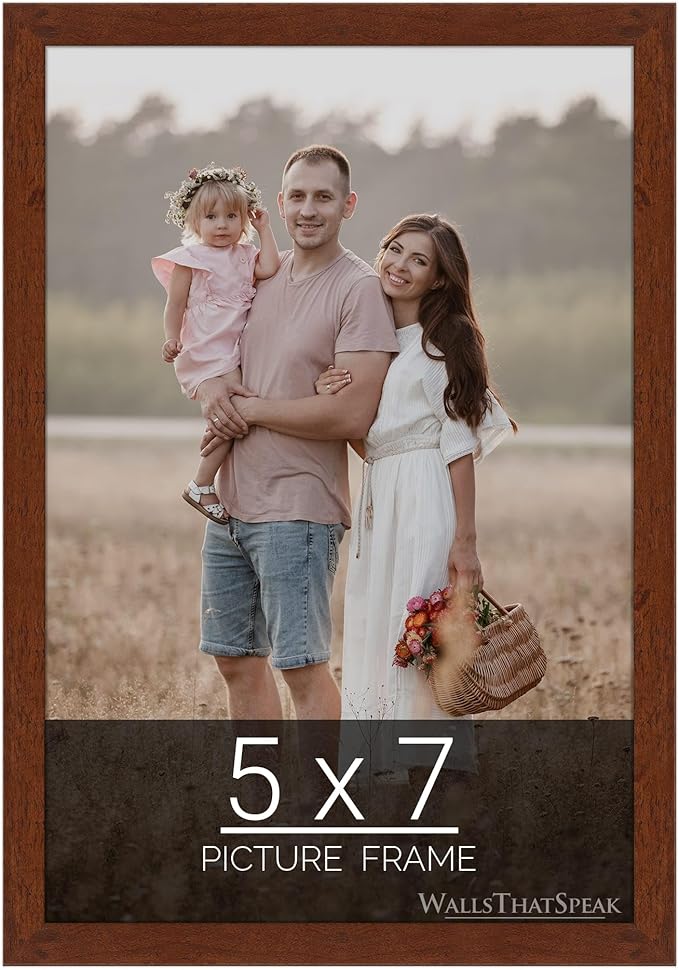 wallsthatspeak 5x7 Dark Walnut Rustic Pine Picture Frame for Puzzles Posters Photos or Artwork