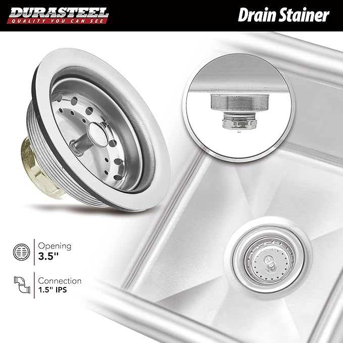 DuraSteel 304 Commercial Stainless Steel Utility Sink - 15 Inch Tub Freestanding Prep Kitchen Sink - NSF Hand Wash Station for Kitchen Sinks, Outdoor, Laundry Room, Garage Slop Small Kitchenette