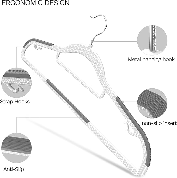 60 Pack Heavy Duty Plastic Hangers, Non Slip Clothes Hangers - Image 4