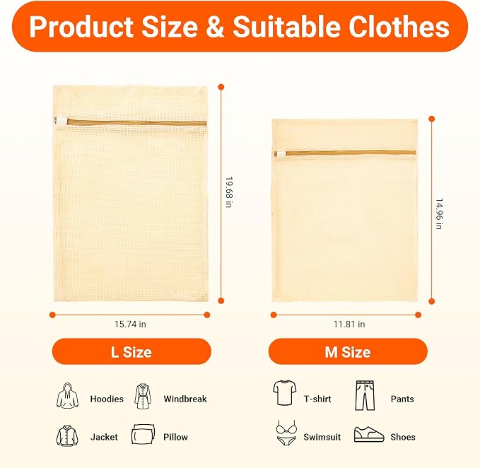 6Pcs Organic Cotton Mesh Laundry Bags - Image 3