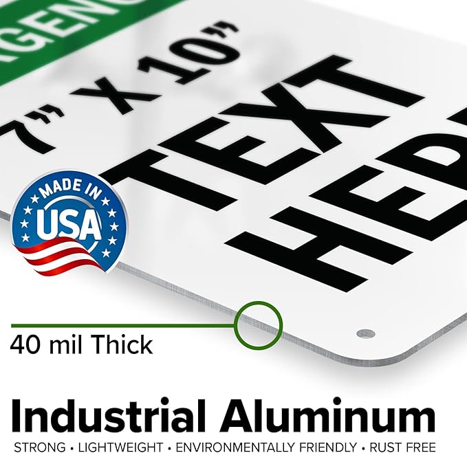 Custom Emergency Sign, OSHA Sign, 7x10 Inches, Rust Free .040 Aluminum, Fade Resistant, Made in USA by My Sign Center