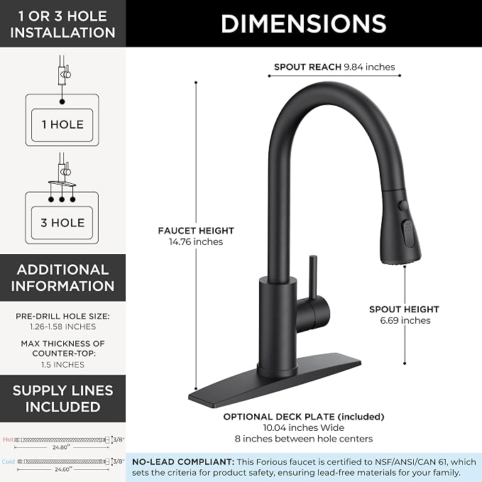 FORIOUS Black Touch Kitchen Faucet - Image 4
