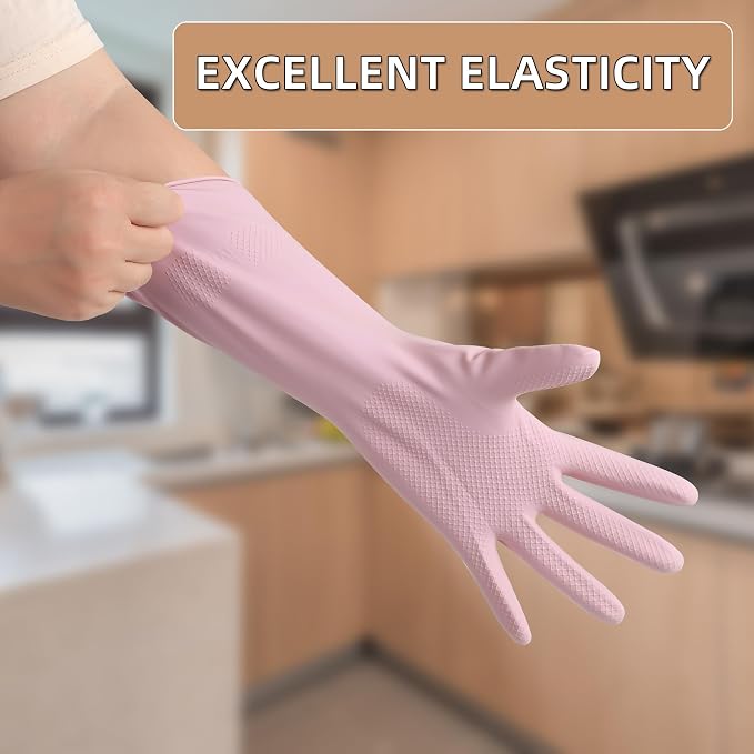 Dishwashing Rubber Gloves Reusable Kitchen Gloves 2Pairs Cleaning Gloves - Image 4