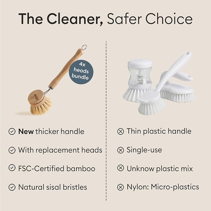 Plastic-Free Dish Brush Bundle, Bamboo Dish Brush and Scrub Brush - Image 5