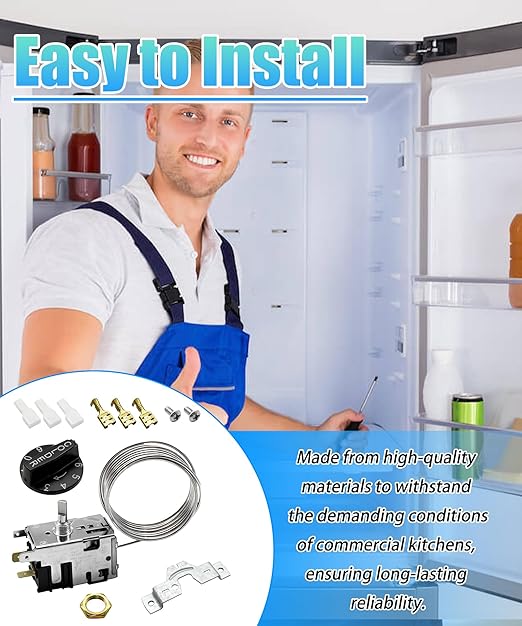 800366 Temperature Control Kit Fits for True Commercial Refrigerators and Freezers Replace 077B6806, 077B7172, 988282 | 76" Coil Sensing Thermostat