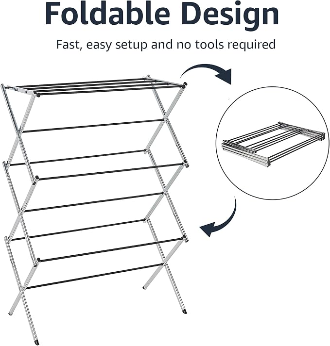 Amazon Basics Foldable Portable Metal Clothes Drying Rack - Image 4