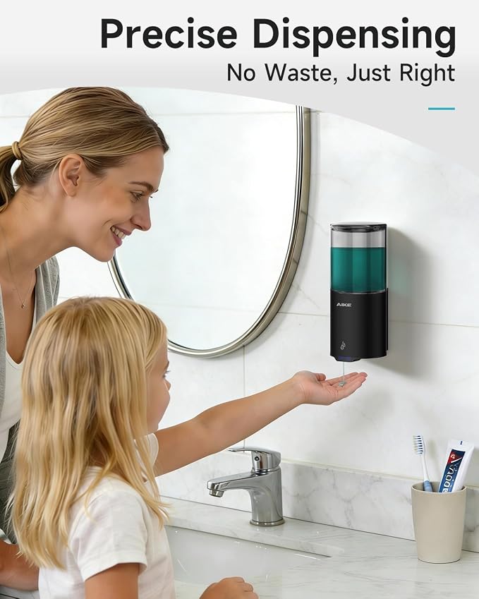 AIKE Automatic Soap Dispenser IPX7 Waterproof 13.5oz Matte Black | No-Drill and - Image 4