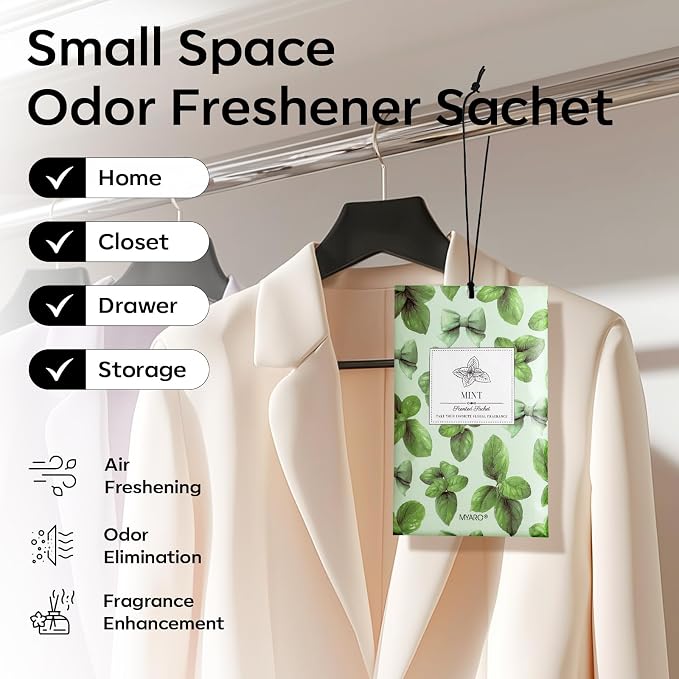MYARO 20Pcs Peppermint Scented Sachets, Closet Deodorizer Car Air Freshener - Image 2