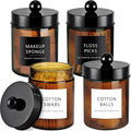 Amolliar Amber Glass Apothecary Jars Qtip Holder w/Plastic Lids by Amolliar