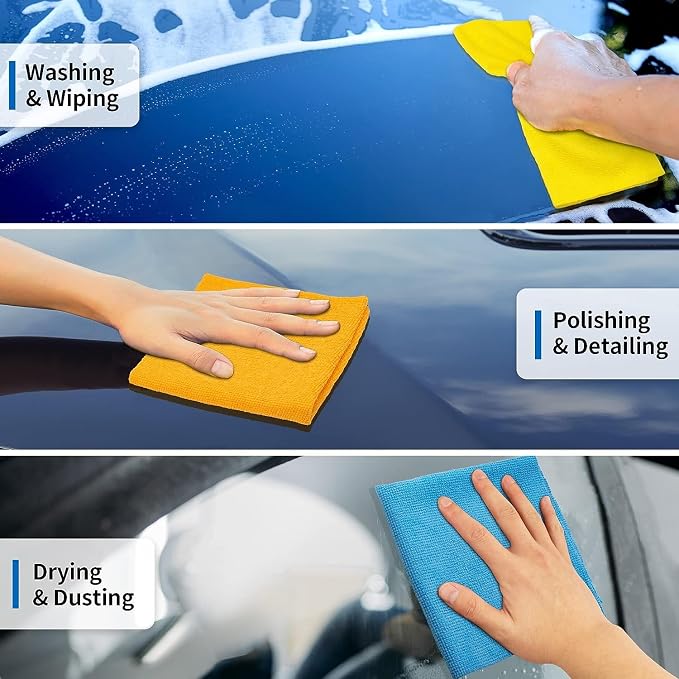 Microfiber Towels for Cars, 24 Pack Microfiber Cleaning Cloths, 11.5"*11.5" - Image 3