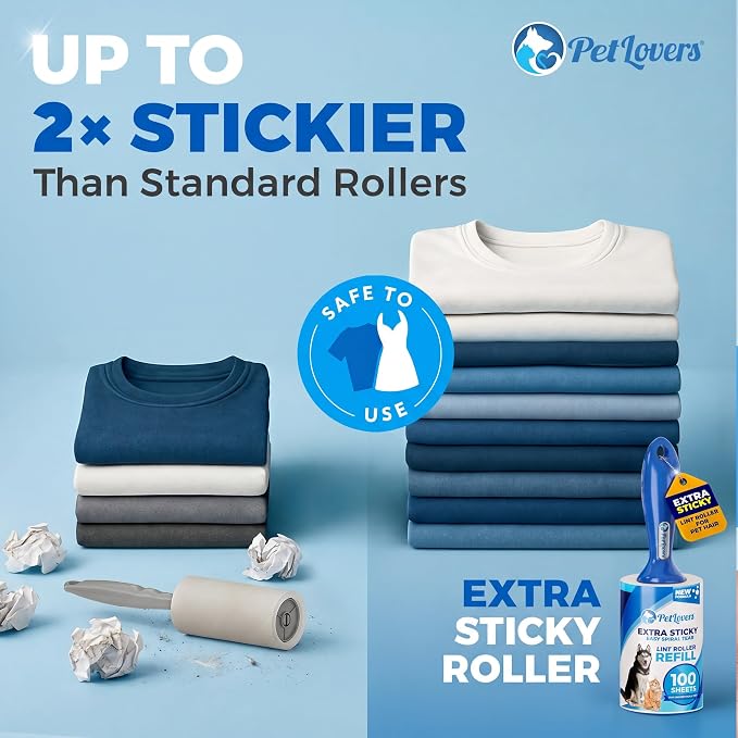 PetLovers Extra Sticky Lint Roller Ultimate Value Set 400 Sheets - Image 3