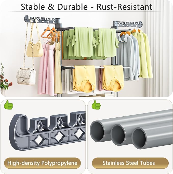 Upgraded 4-Tier Clothes Drying Rack, Drying Rack Clothing - Image 8