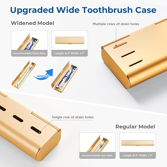 Wider Aluminum Toothbrush Travel Case, Portable Travel Toothbrush Holder - Image 5