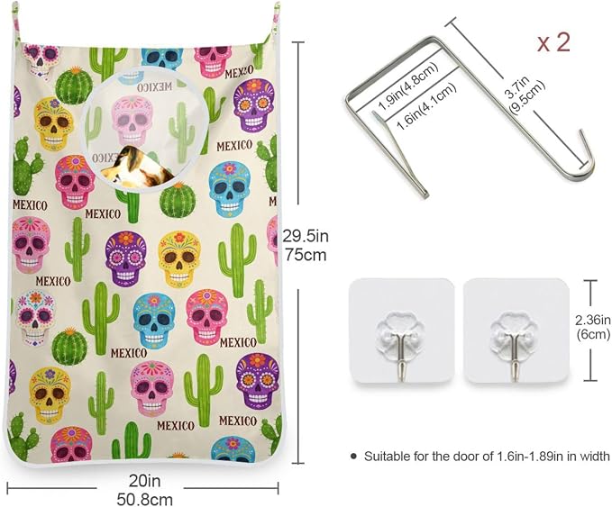 2PCS Hanging Laundry Hamper Bag Over the Door Laundry Hamper Wall Hamper Large - Image 3