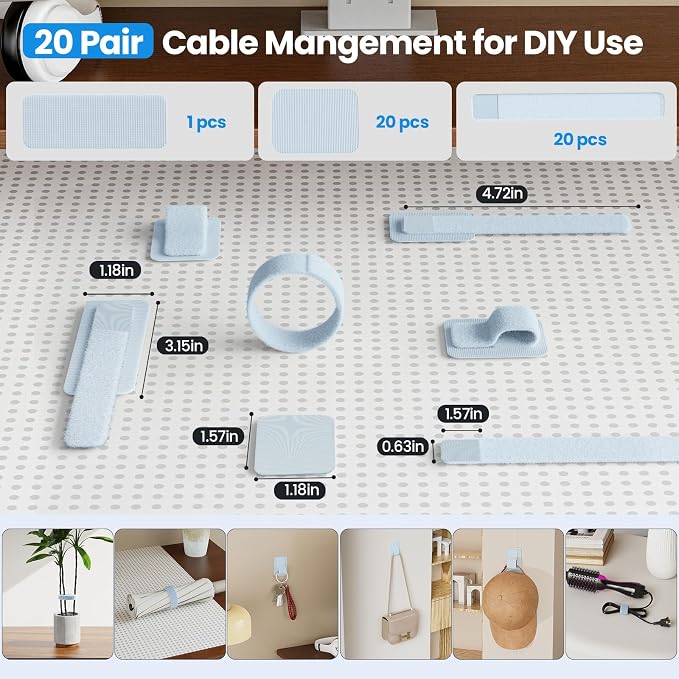 Cable Management Under Desk, Enhanced up to 15 Cord Organizer20 Pair | Reusable - Image 7