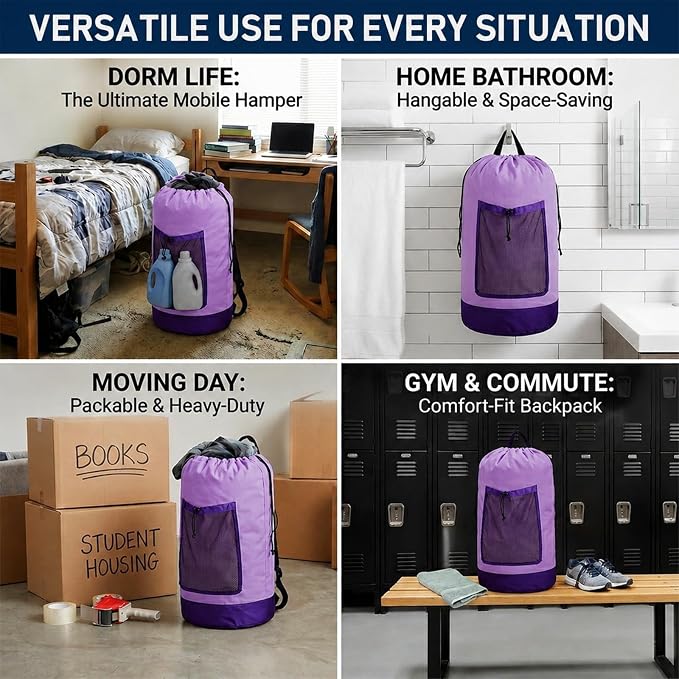 Backpack Laundry Bag, Durable polyster Laundry Backpack Bag - Image 7