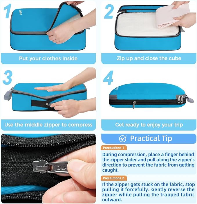 BAGAIL 4 Set/6 Set/8 Set Compression Packing Cubes Travel Accessories - Image 4
